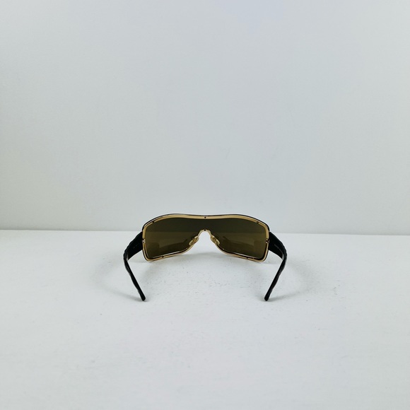 Chanel Y2K 00’s Dark Brown Logo Shield Wrap Around Quilted Sunglasses - Picture 5 of 11